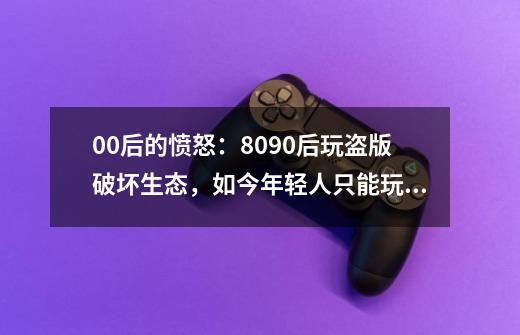 00后的愤怒：8090后玩盗版破坏生态，如今年轻人只能玩垃圾游戏-第1张-游戏相关-智辉科技