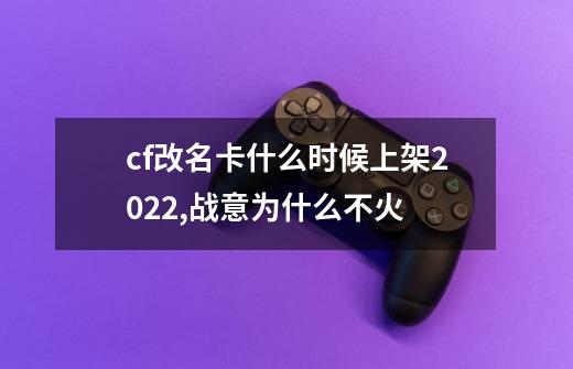 cf改名卡什么时候上架2022,战意为什么不火-第1张-游戏相关-智辉科技