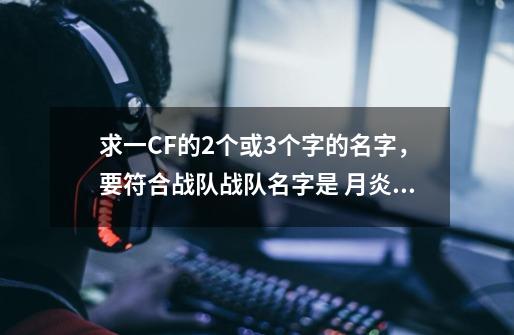 求一CF的2个或3个字的名字，要符合战队.战队名字是 月炎网络^ 要个性一点的。2B别乱回答,cf俩字名字高雅-第1张-游戏相关-智辉科技