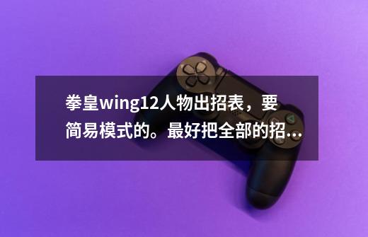 拳皇wing1.2人物出招表，要简易模式的。最好把全部的招都说一下？,拳皇wing手机版-第1张-游戏相关-智辉科技